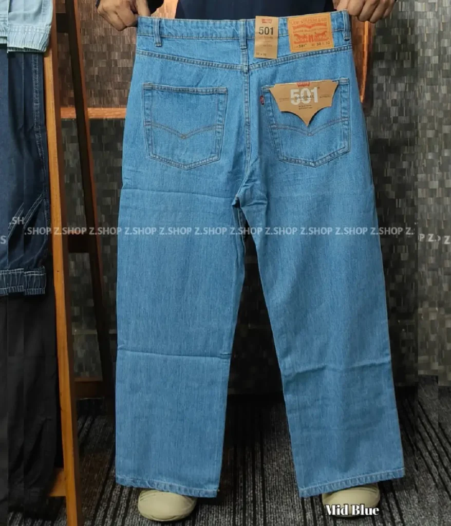 4 pocket new mid blue baggy
