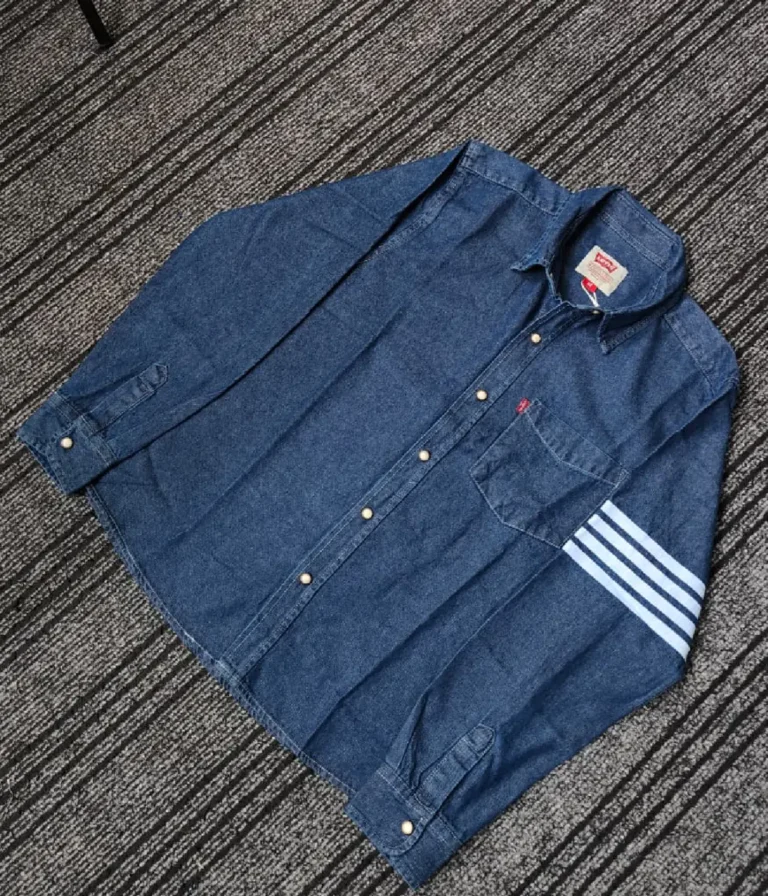 Printed Denim Shirt deep blue