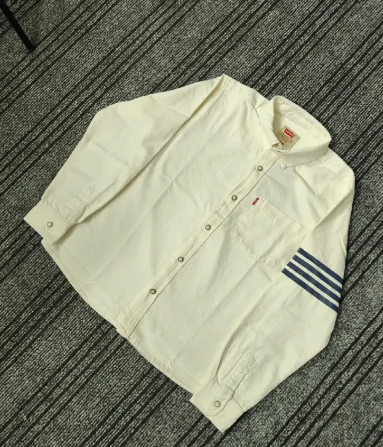 Printed Denim Shirt White