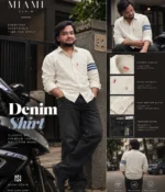 Printed Denim Shirt White
