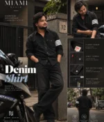 Printed Denim Shirt Black