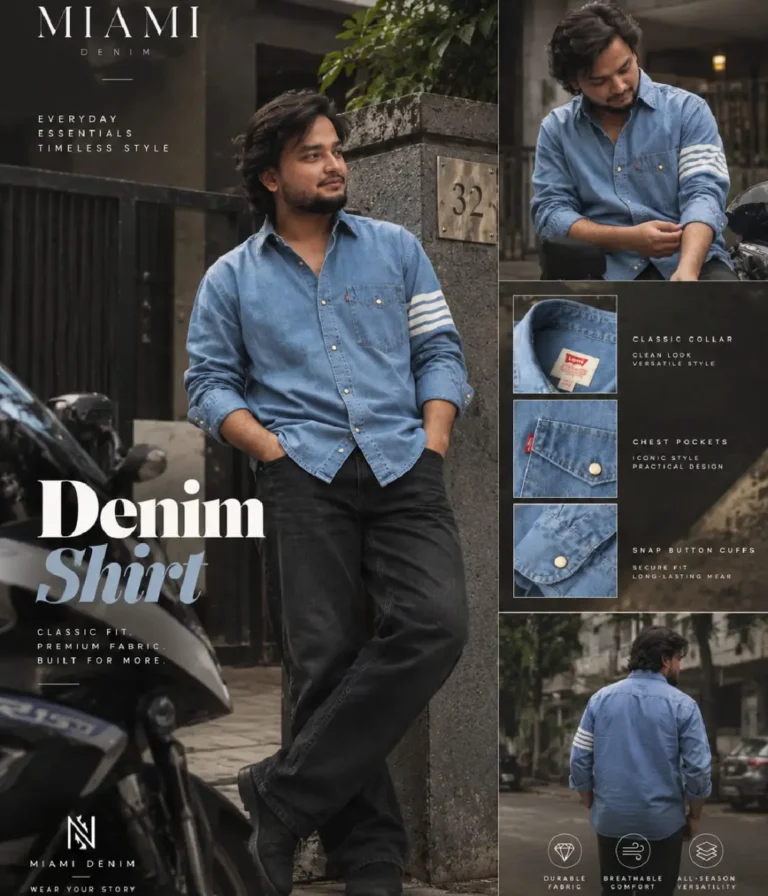 Printed Denim Shirt indigo blue