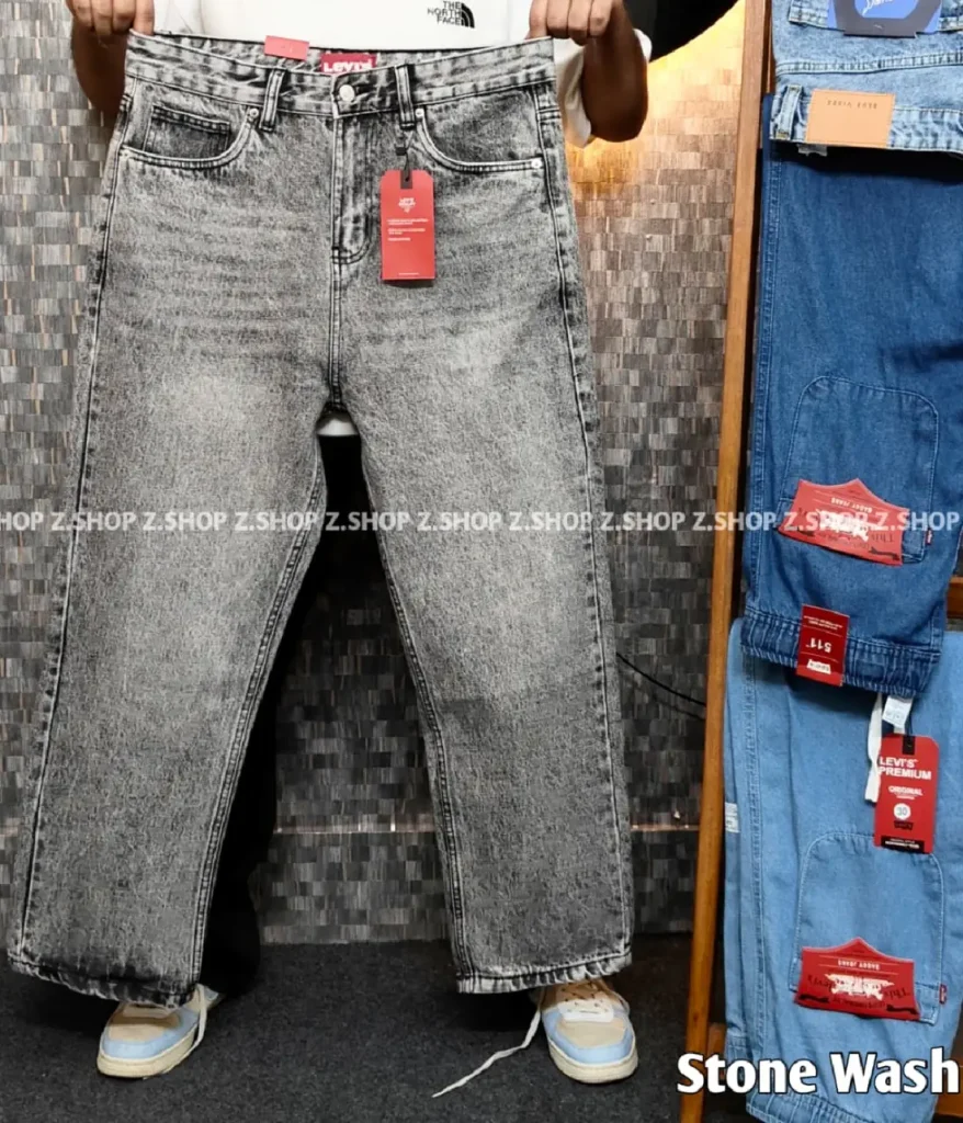 Stonewash 4 Pocket Denim Baggy Jeans