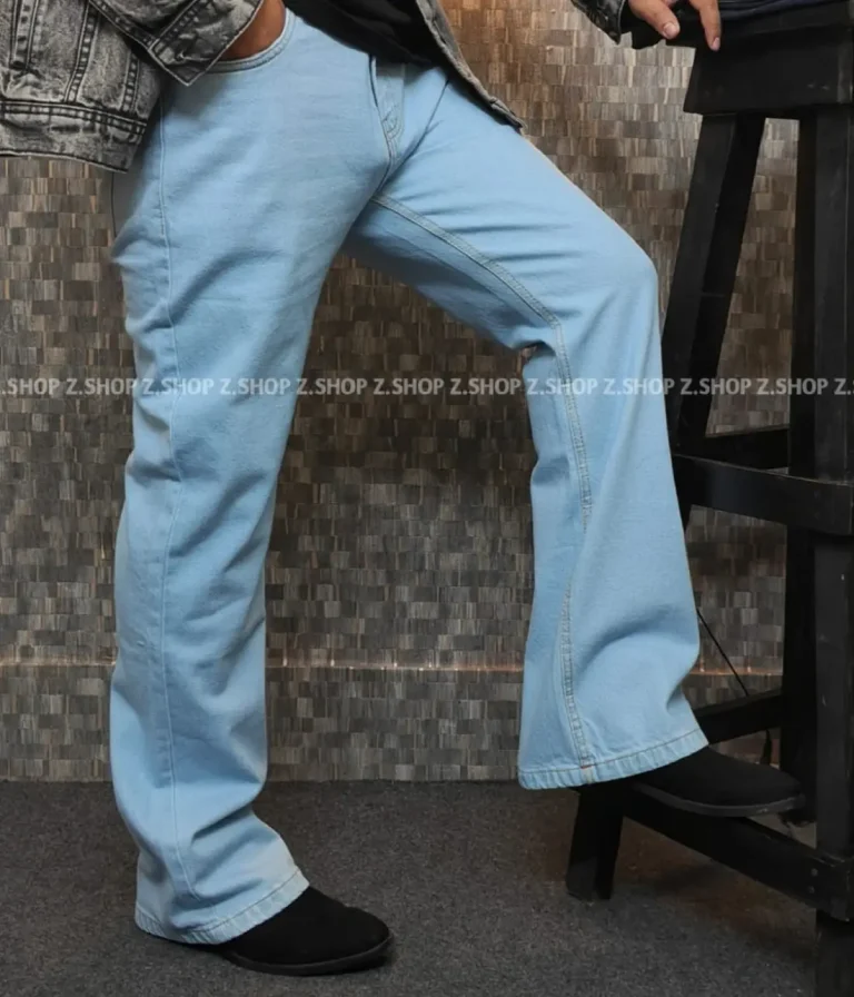 Men’s 4 pocket bootcut jeans pant light blue