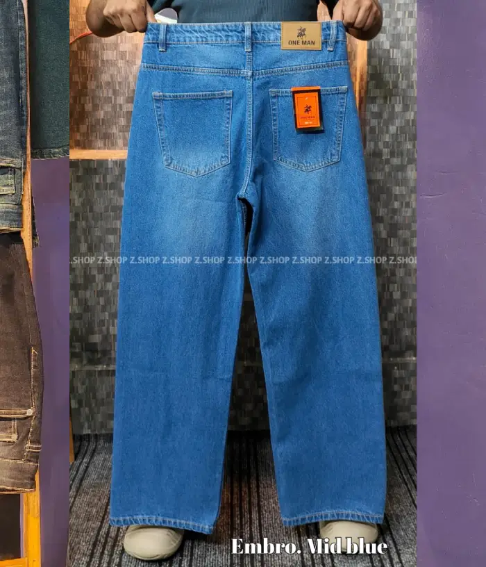 Embro mid blue 4 pocket baggy jeans