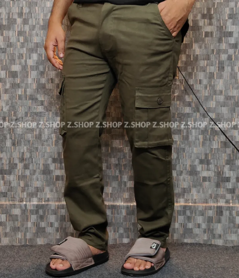 Olive 6 Pocket Gabardine Pant