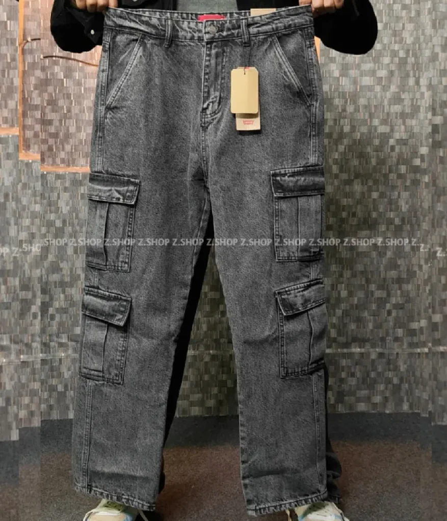 8 pocket Light ash baggy jeans