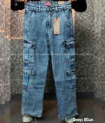 8 pocket deep blue baggy jeans