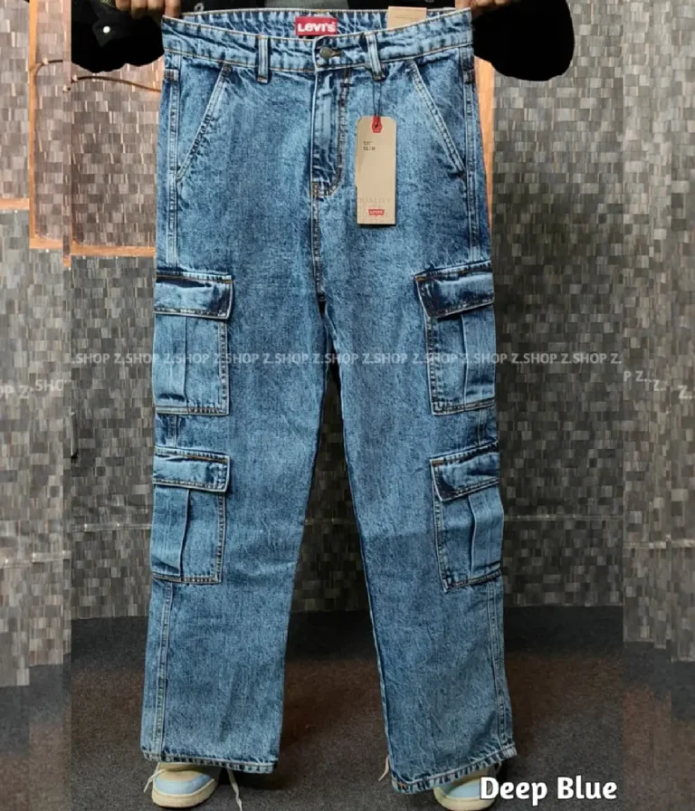 8 pocket deep blue baggy jeans