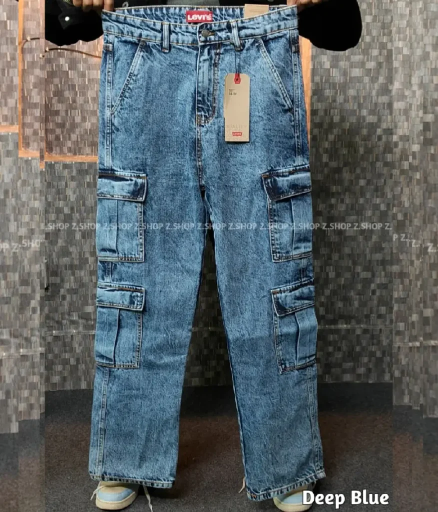 8 pocket deep blue baggy jeans