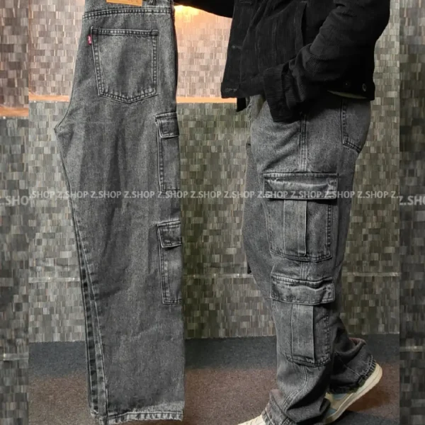 8 pocket Light ash baggy jeans