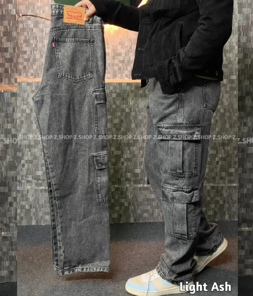 8 pocket Light ash baggy jeans