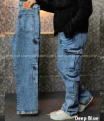 8 pocket deep blue baggy jeans