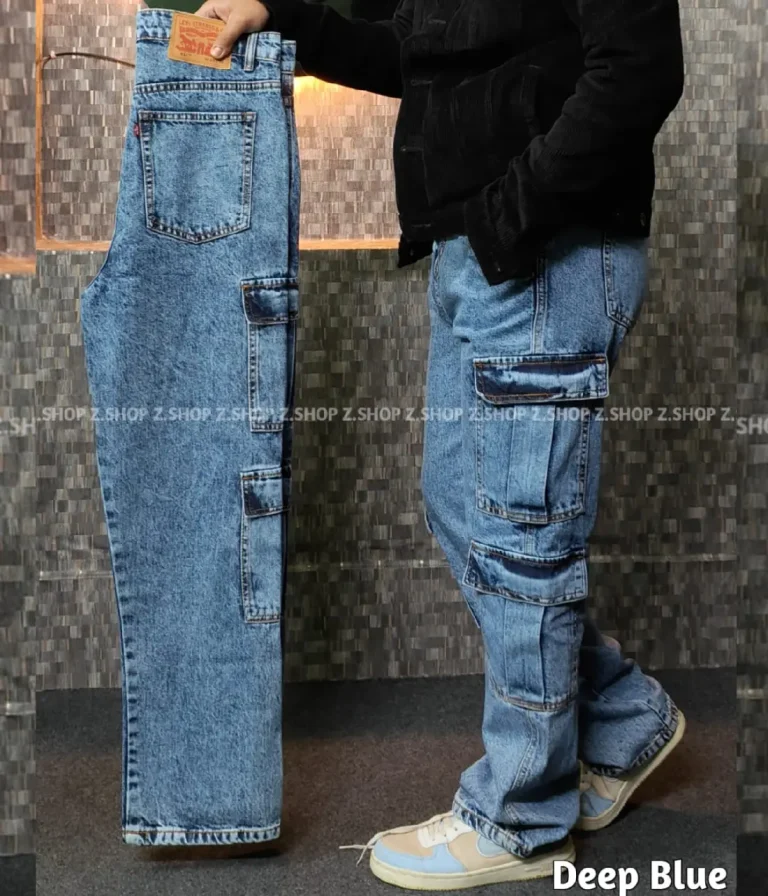 8 pocket deep blue baggy jeans
