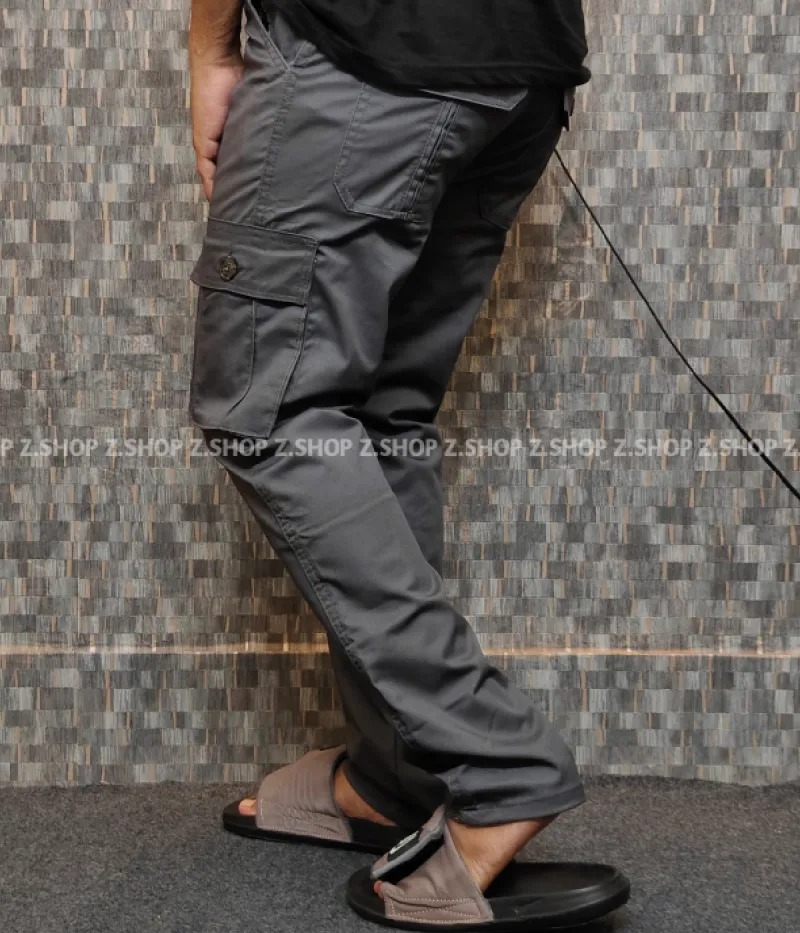 Gray 6 Pocket Gabardine Pant